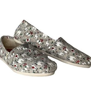 FINAL PRICE Venice Collection Grey Fleck Jersey Fa La Llama Print Shoes Size 9.5